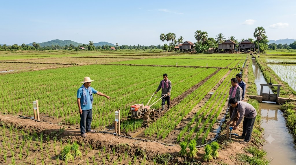 បច្ចេកទេសដាំស្រូវកាត់បន្ថយការប្រើទឹក